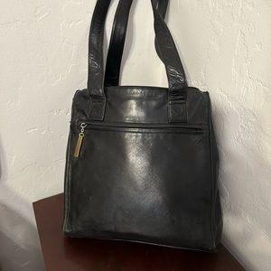 Perlina Authentic Black Leather Shoulder Bag